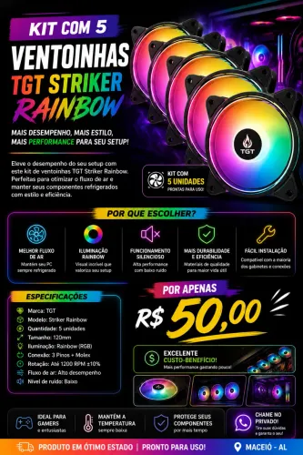 KIT C/5 VENTOINHAS TGT STRIKER RAINBOW