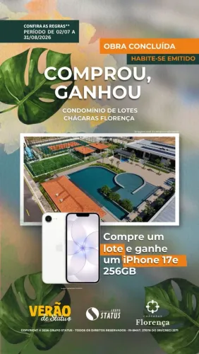Chácaras Florença e Bougainville Exclusive Lotes de 160m2 Condição Parcelada em 120 Meses