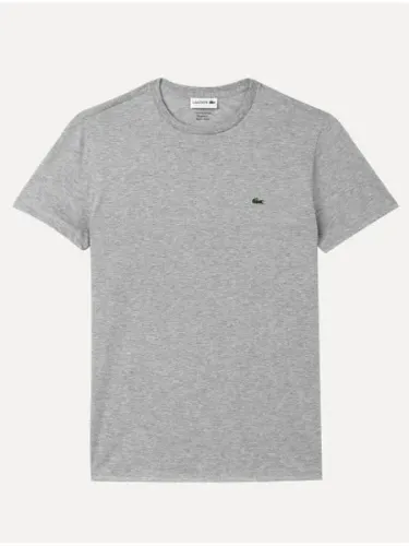 Camiseta Lacoste Masculina Jérsei Algodão Pima Cinza Mescla faça uma biografia grande 