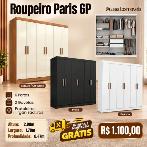 Guarda roupa Paris 6 portas