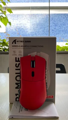 Mouse Gamer Attack Shark R1 Vermelho - Tri-Mode