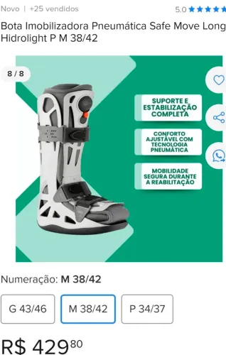 Bota Imobilizadora para traumas nos membros inferiores.