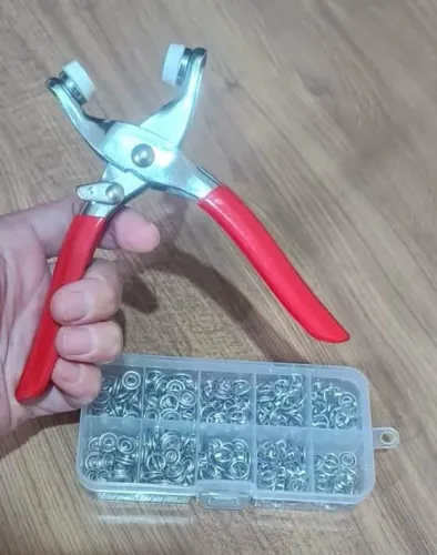 Kit Alicate Aplicador com 100 Botões de Metal de Pressão para Costura de Roupas