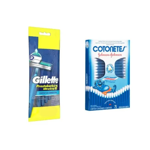 Gillette Prestobarba Ultragrip 5un + Cotonete Johnson's 75un
