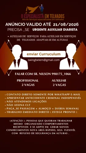 Contrata imediato Auxiliar de Serviços da construção !