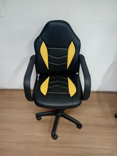 Cadeira Gamer Infantil em Couro PU Amarela