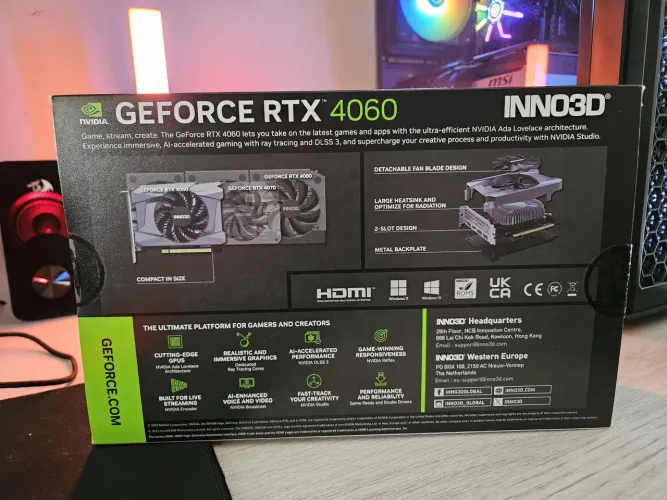 RTX 4060 inno3d | DLSS 3 | 8 GB< 1 ano de uso.