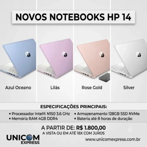 Notebook HP 14 DQ610...séries Coloridos NOVOS NA CAIXA PARCELA!!