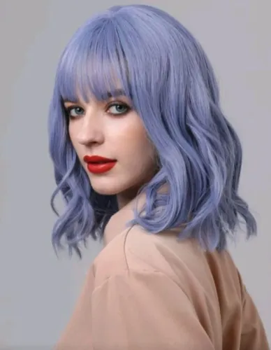Peruca curta azul 