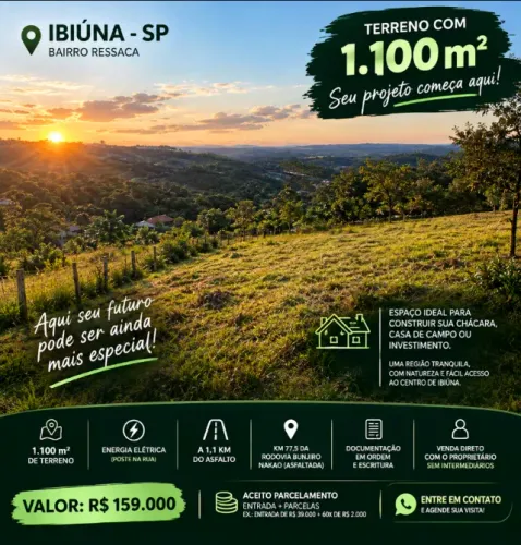 Terreno no Recanto Presidente 1 - 1.100m² - loteamento, lote nº 10, bairro Ressaca