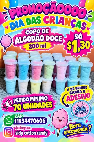 Algodão doce no copo
