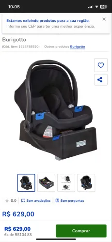 Bebê Conforto Touring Preto Com Base Burigotto