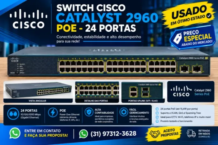 Switch Cisco Catalyst 2960 POE - 24 port