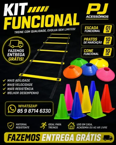 kit funcional. 1 escada 10 cones 10 chapéu chinês. entrega grátis