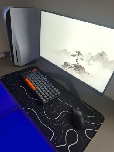 MousePad Speed NOVO 65x30 Antiderrapante Estampa preta e branca