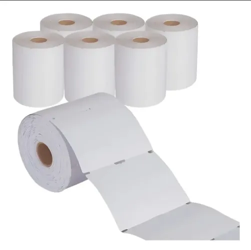12 Rolos De Etiqueta Tag Roupa 50x75mm 2 Col Cartão<br>Térmica Cor Branco