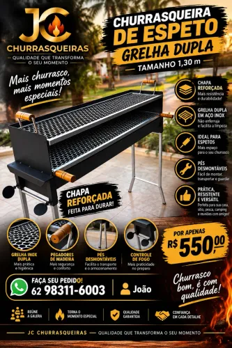 Churrasqueira de espeto 2 grelhas