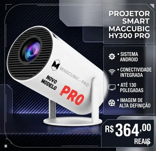 Projetor MAGCUBIC HY300 PRO ORIGINAL Com Android (Recuse Se Não Tiver a Marca Magcubic)