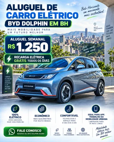 Aluguel Uber Byd Dolphin - R$1250/ semana - Recarga Gratis