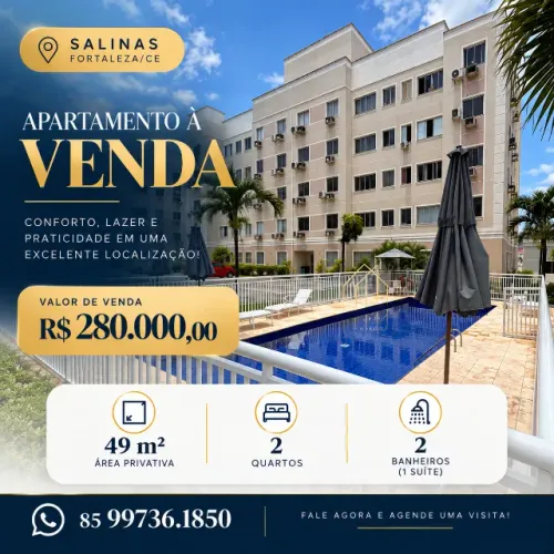 APARTAMENTO SALINAS (LUCIANO CAVALCANTE) 2Q - 2 BANHEIROS - 1 VAGA DE GARAGEM
