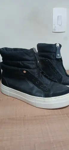 Tênis Skechers Street Rise Fit Alba couro preto cano alto feminino tamanho 36