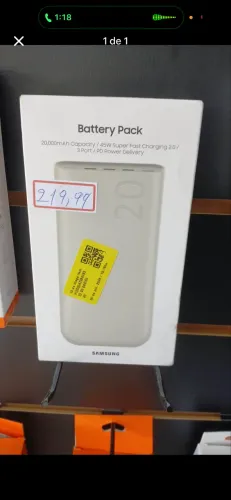 Carregador Portátil Samsung 20000mah Super Rápido 45w Bege