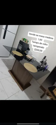 Mesa madesa 1,60 tampo de vidro 