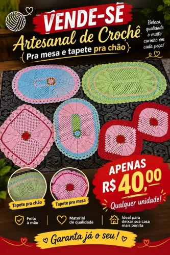 Tapetes e caminho de mesa de croche