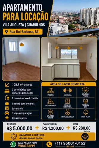 APARTAMENTO PARA LOCAÇÃO  VILA AUGUSTA | GUARULHOS