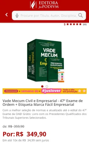 Kit livros direito vade mecum Juspodvn - + fitas marca fácil+ livro de precedentes
