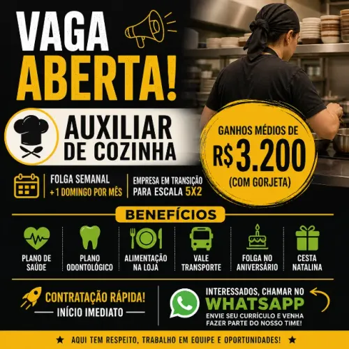 Auxiliar de cozinha com experiência