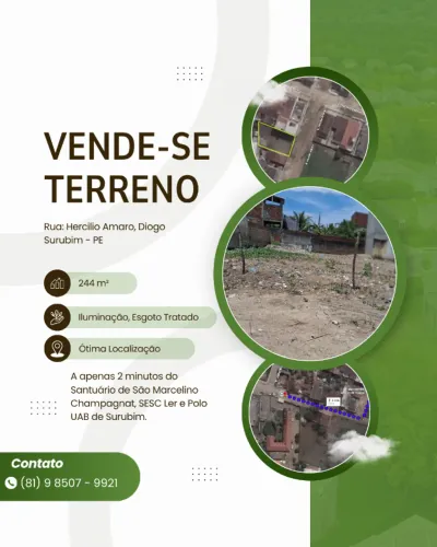 Terreno 244m² Próximo ao SESC Ler Surubim