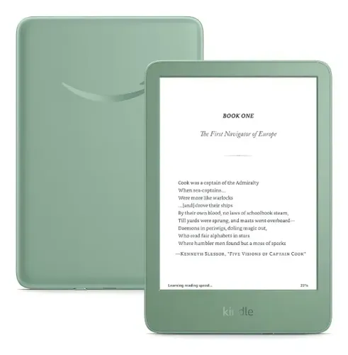 E-Reader Kindle 11th Gen 2024 16GB verde-claro com tela de 6" 300ppp