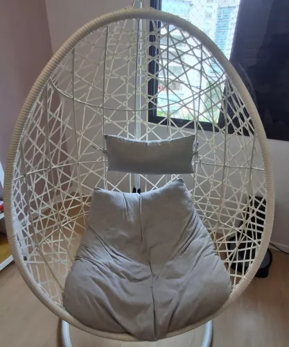Cadeira de Balanço Suspensa Egg / Ninho com Suporte e Almofadas