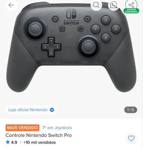 Controle Nintendo Switch Pro