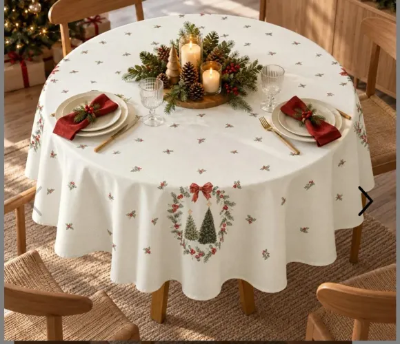 Toalha de Mesa Renova Natal 126 Redonda 1,80m ( ideal para 6 ou 8 lugares ).