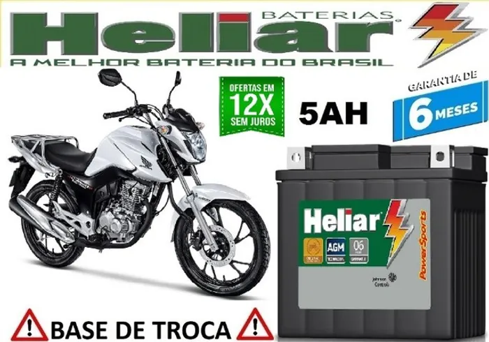 Bateria Heliar 5Ah Honda Cargo 160cc 12v Automotivo    