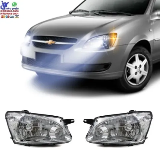Par Farol Corsa Classic 2010 2011 2012 2013 2014 2015 2016 Máscara Cromada Foco Simples