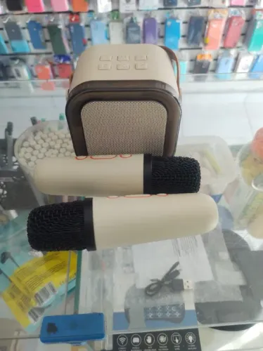 Caixinha de som Karaokê Bluetooth C/ 02 Microfones