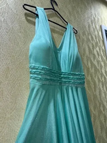 Vestido festa verde água tiffany