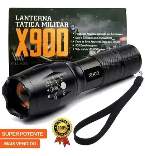 Lanterna Tática Militar X900 Potente Recarregável Completa