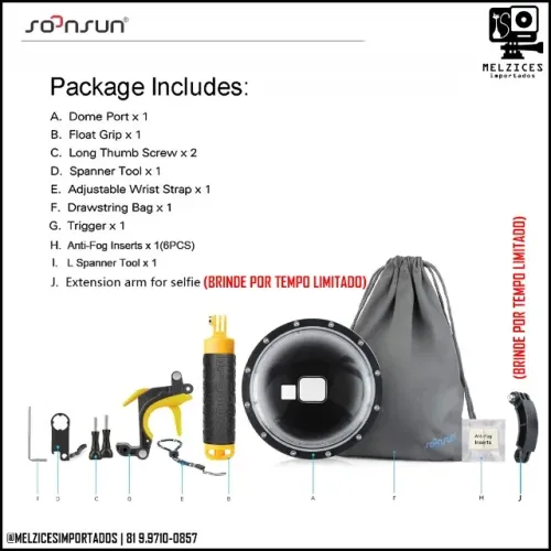 Dome Para GoPro 5 à 7 Black Com Gatilho + Brinde