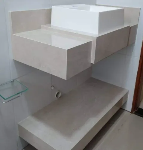 Pia de banheiro semi encaixe com Cuba de sobrepor.