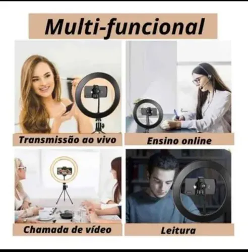 Ring light de mesa com suporte para celular