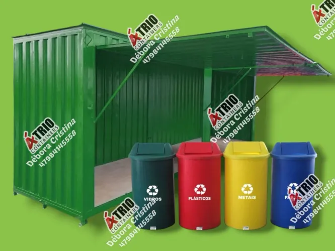 Container seleção separação lixo desmontável