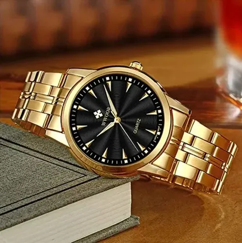 Relógio Social Feminino Wwoor 8028 Original Luxo Dourado Novo