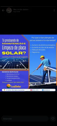 LIMPEZA E MANUTENÇÃO DE PAINÉIS SOLARES 