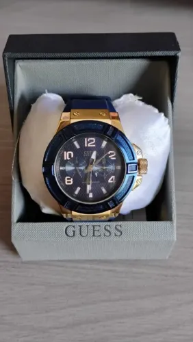 Guess Relógio Unissex W0247G3 Caixa 45mm Pulseira Silicone Estojo e Manual Originais
