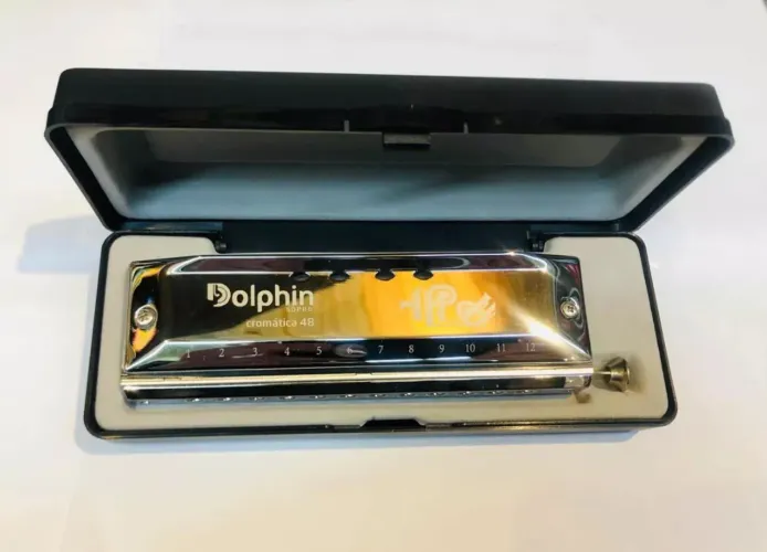 Gaita Dolphin  Em Dó Cromática 48 Vozes Sopro Modelo 6405