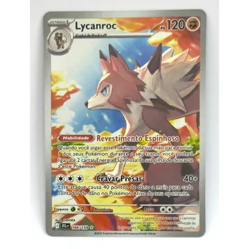 Carta 166/159 Pokémon TCG Original Copag Lycanroc Full Art Holo Foil Brilhante Holográfica